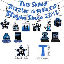 Skibidi Rizzler 15岁生日装饰套装，这款 Skibidi Rizzler 15岁生日无上限横幅漩涡中心装饰品，Slayin Since 2011 15岁男孩生日派对用品，适合11、12、14岁男孩 - A - 查看 5