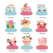 Ice Cream Themed Birthday Party Decoration Set, Sweet Summer Party Supplies Including Banner, Honeycomb Centerpiece Decor And Cake Topper, Suitable For Carnival, Wedding, Birthday Decoration, Party And Christmas - Ice Cream Cake Power Strip - View 14