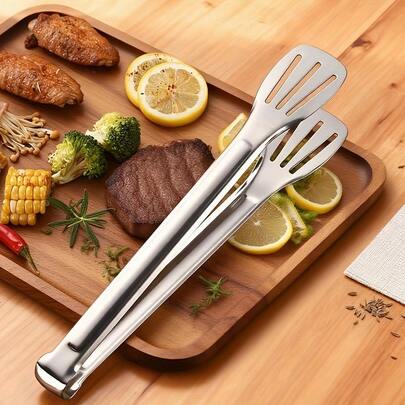 Stainless Steel Multi-Functional Outdoor Kitchenware Set, Multi-Functional Appetizer Food Tongs, Barbecue Tongs, Bread Clips, Cube Of Ice Clips, Ideal Choice For Baking And Camping