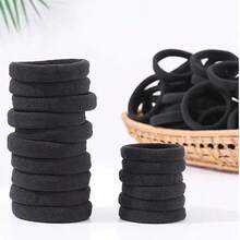 Black Seamless Headband Towel Circle Hair Tie, High Elastic Black Rubber Band - Multicolor - View 9