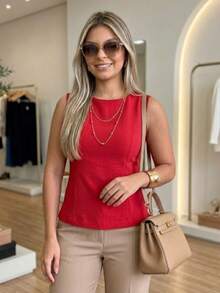 Elegant Duna Blouse - Back Neckline With Contrasting Bow - SPRING/SUMMER - 紅色 - 查看 1