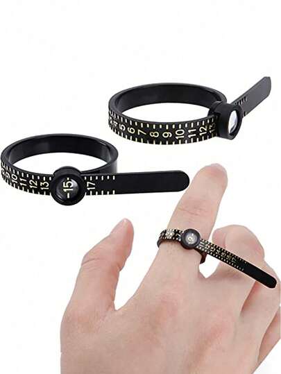 1/3 Pcs Reusable Ring Sizer Tool Set, Includes Ring Mandrel And Magnifier. Also Can Measure Finger Circumference With Tape Measure.