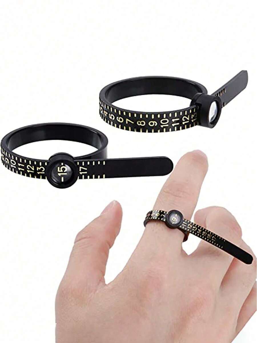 1/3 Pcs Reusable Ring Sizer Tool Set, Includes Ring Mandrel And Magnifier. Also Can Measure Finger Circumference With Tape Measure. - Multicolor - View 1