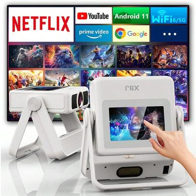 【A5Pro】2026進化モデル・スマートデュアルスクリーンタッチプロジェクター（ぷろじぇくたー）｜4K対応・1080P高解像度＆800LM高輝度｜270°回転＆天井投影可能｜Android TV 14.0搭載・自動台形補正・ズーム機能｜Wi-Fi6 & Bluetooth5.4・HiFi外部スピーカー｜iOS/Android/PC/DVD/PSs/SWITCHS接続可｜オンライン授業・フィットネス・オフィス・アウトドアキャンプに最適｜ルーム・リビング・寮で大画面ホームシアター｜日本語取扱説明書付き｜母の日・父の日・こどもの日・クリスマスギフトにぴったり ミニプロジェクター・スマホミラーリング対応