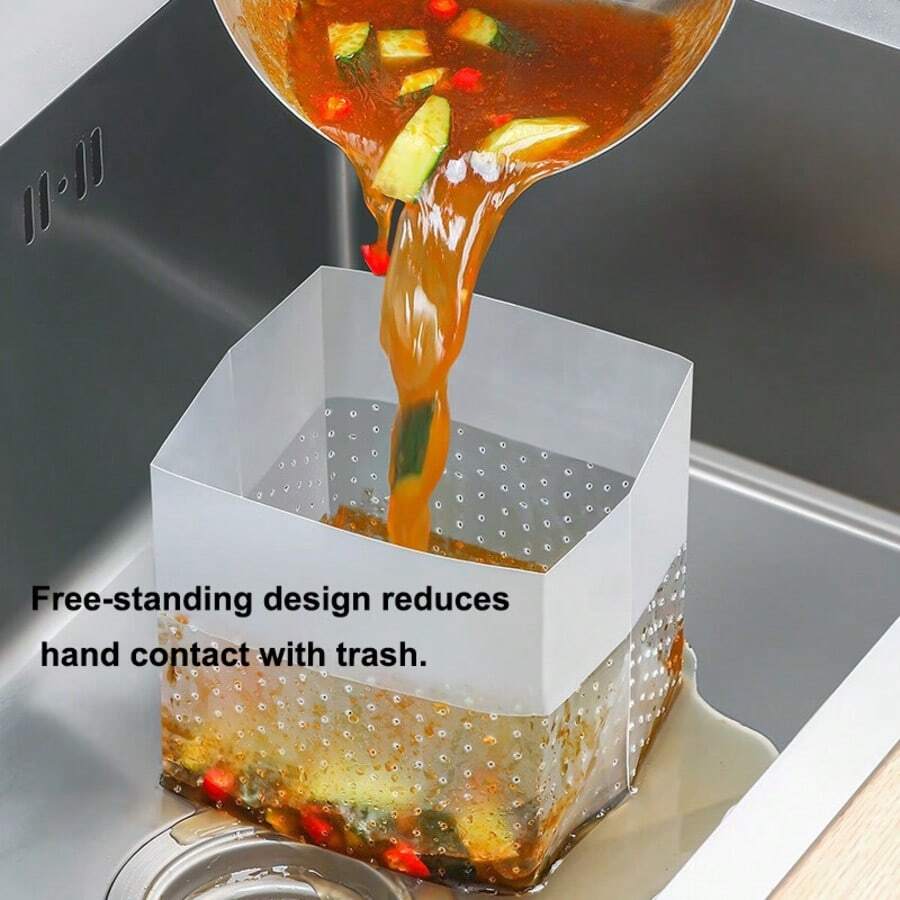 30 pezzi/60 pezzi Sacchetti filtro monouso per rifiuti, creativo supporto multifunzionale per scarico in cucina | Robusto e facile da smaltire | Realizzato in materiale PE durevole | Sacchetti per la raccolta di rifiuti alimentari | Filtra acqua sporca e residui, adatto per uso domestico, hotel e ristorante