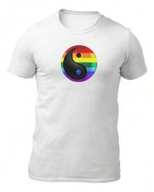Yin Yang LGBT Pride T-Shirt - White - View 4
