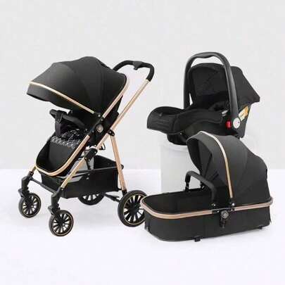 Kit 3 em 1 para Bebê Travel System Luxo | Carrinho Reversível com Bebê Conforto e Moisés