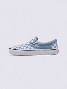 Vans男鞋女鞋Classic Slip-On棋盤格帆布鞋低筒板鞋一腳蹬休閒鞋VN000BVZDSB - 藍白色 - 查看 5