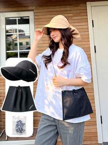 1顶宽檐透气草帽，旅行防晒沙滩帽，时尚百搭，适合送给女朋友、女性朋友，趣味个性化礼物，贴心女士配饰 - 加寬大帽簷 - 查看 9