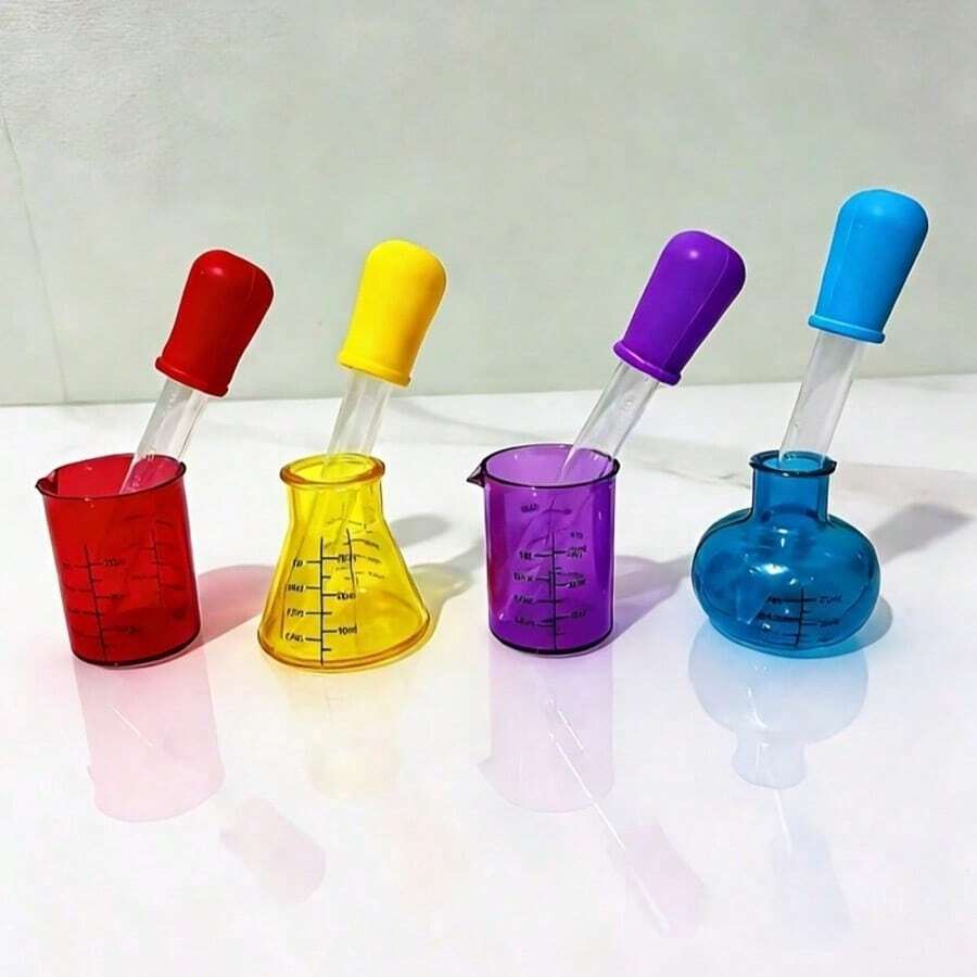 1套/科學實驗試管架，塑膠試管，化學配件，教育活動用品，適合學生和教師，培養思考能力，手眼協調，創意彩色試管+試管架，6色試管套組，試管花瓶植物生長容器/繁殖容器，科學主題儀器，(配件顏色隨機)，開學必備