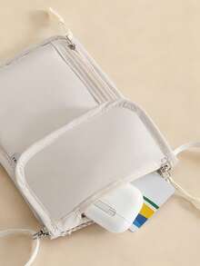 Multi-Compartment Crossbody Phone Bag, Anti-Theft Small Square Bag, Lightweight Solid Color Wear-Resistant Travel Passport, Versatile Hands-Free Carry - Multicolor - View 5