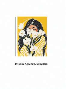 1pc Frameless Modern Floral Female Portrait Yellow Abstract Botanical Minimalist Wall Art Canvas Poster Print For Living Room, Bedroom, Dorm Room Decor - Floral Women - View 15