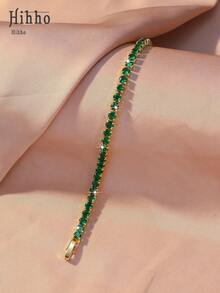 Hihho 1pc Luxury Rhinestone Colorful Gemstone Bracelet For Women, Multi-Color Options, Sparkling Elegant Accessory For Daily Wear, Party, Fashion Outfit - Bracelet - View 7