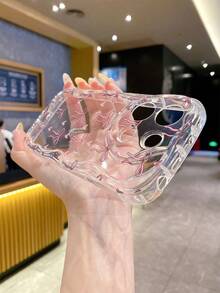 1个可爱TPU材质透明奶油色纹理蝴蝶结和心形图案防震保护手机壳，兼容、荣耀等。 - 無色 - 查看 8