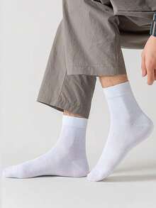 Men's Premium White Crew Socks Bulk Pack (5/10/15/20/30 Pairs) - Elastic Fit Breathable Work Socks, Suitable For Business, Fitness, Travel - Non-Slip Elastic Cuff, Moisture-Wicking, Daily Essential - White - View 3