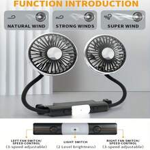 360° Rotating 3-Speed Rear Seat Car USB Fan With LED Light, Powerful Cooling For RV, Truck, Backseat Passengers - Multicolor - View 4