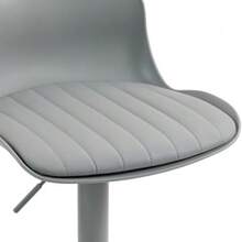Modern Adjustable Bar Stools, Set Of Two, Plastic Backrest And Faux Leather Seat, Pneumatic Spring Height Adjustment, Metal Base With Footrest, Kitchen Bar Stool / Dining Table Stool - Grey - View 2