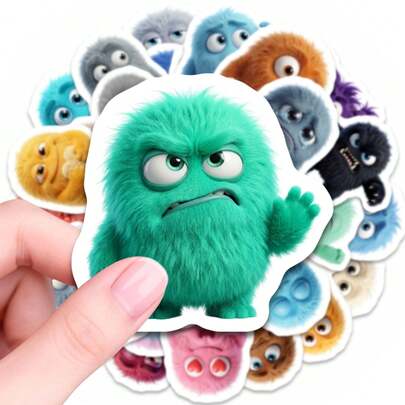 50 PCS Cute Fluffy Monster Stickers, Cute Little Monster Decals For Water Bottles Laptop Skateboard Phone Case Luggage, Funny Animal Stickers Pack For Teens Adults Adults School Office DIY Crafts Decor