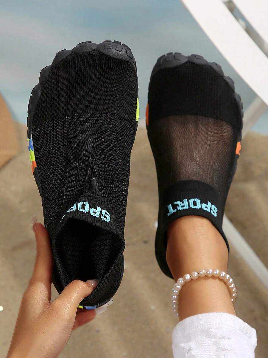 Women's Swimming Pool Beach Surfing Sock Shoes Sneakers Quick Dry Water Shoes Barefoot Aqua Socks Lightweight Beach Shoes - 黑色 - 查看 1