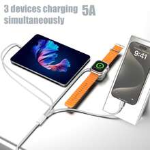 5A 超快充二合一三数据线，多接口磁吸充电线，兼容 Lightning/Type-C/Micro USB+，适用于 // - 白色 - 查看 6