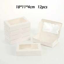 12个18X11X4厘米粉色、白色、黑色、卡其色饼干盒，带透明窗口，小型饼干盒，烘焙食品盒，婚礼甜点展示盒，适用于糕点、甜甜圈、馅饼、糖果、马卡龙、巧克力松露等。 - 查看 8