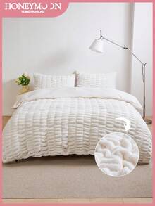 2/3 Pcs Luxury Faux Fur Duvet Cover Set - Soft & Fluffy Faux Fur Duvet Cover, Warm & Cozy Plush Bedding Set, Luxurious Warm Winter Bedding Set, Includes 1 Duvet Cover And 1/2 Pillowcase. Suitable For Home And Dorm - Multicolor - View 2