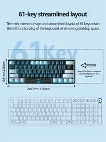 AULA F3361 Mechanical Keyboard Custom Hot Swappable 61 Key Blacklight Gaming Keyboard FN Multimedia Mechanical Axis Responsive Wired Keyboard For Mouse Office Home Laptop PC Esports Game - 查看 9