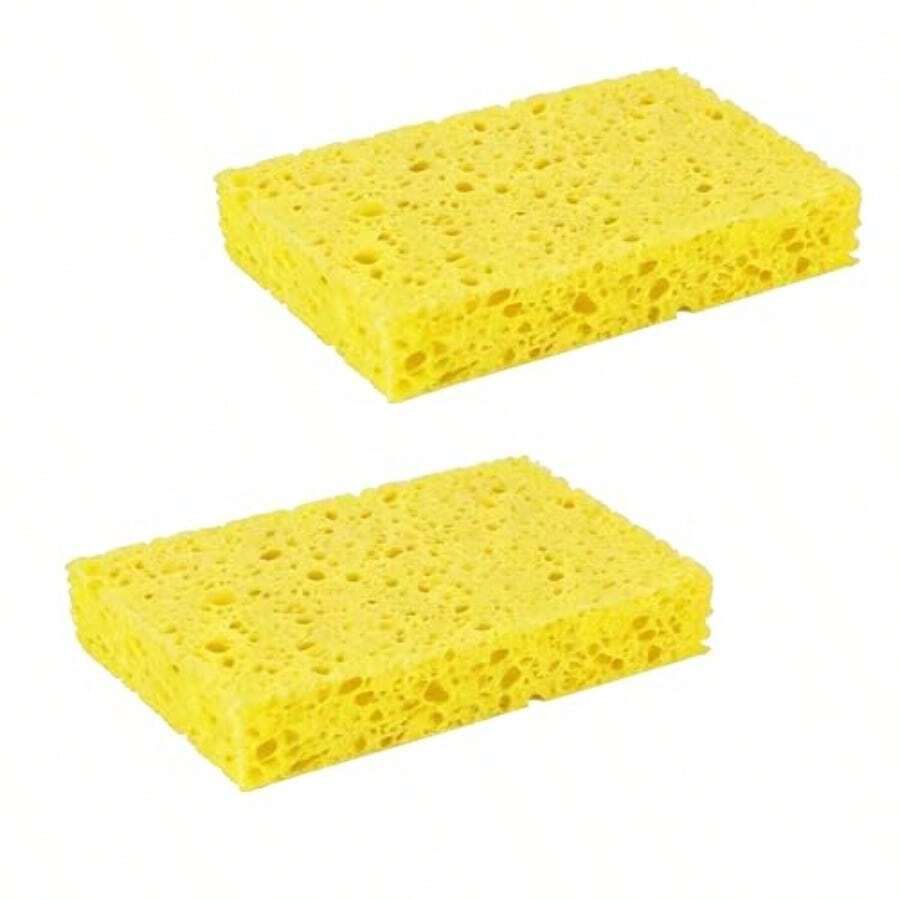 Multi-Use Cellulose Kitchen Sponges Compressed Cellulose Sponges Non-Scratch Dish Sponge For Kitchen Bathroom Cars With Funny Cut-Outs DIY Design 2-Pack Light Yellow Ideal For Daily Cleaning Tasks In Multiple Environments Including Kitchen Countertops Bathroom Surfaces And Car Interiors Soft Yet Durable Texture Ensures  Use On Sensitive Surfaces Without Scratching Compact Compression Saves Space Easy To Rehydrate And Use Perfect For -Friendly Cleaning Solutions - Light Yellow - View 1