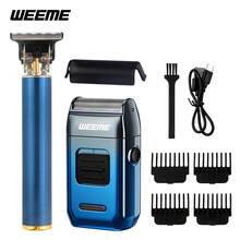 Máy cạo râu và tỉa tóc điện 2 trong 1 WEEME, bộ dụng cụ chăm sóc cá nhân dành cho nam giới với sạc USB, 4 lược dẫn hướng cho râu, tóc và tóc mai, thiết kế màu xanh thời trang. - Màu xanh lam - Xem 10