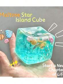 Ocean-Themed Sensory Squeeze Toy - Malta Sugar Block, Decorated With Cartoon Seashells, Conches, Fish Schools And Ice Cream Elements, Effectively Relieves Anxiety. Suitable For Outdoor Spaces And Office Environments, Providing Stress Relief Anytime. As A Cute Desktop Decor, It Makes A Perfect Party Or Holiday Gift! 8ASO - 彩色 - 查看 6