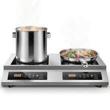 Commercial Double Induction Cooktop 7000W, Dual Burner Countertop Stove With 10 Temperature & Power Levels, 4-Hour Timer,100% Copper Coil, Fit All Cookware For Home Kitchen Restaurant Catering - Silver - View 11