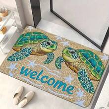 1 pieza Felpudo de bienvenida con diseño de tortuga, alfombra pequeña, felpudo de bienvenida, alfombra, felpudo para exteriores, alfombra de cocina, decoración del hogar, felpudo para la puerta principal, alfombra pequeña de área, alfombra para exteriores, decoración del hogar, alfombra de área, alfombra de jardín, regalo de graduación, alfombra lavable - Multicolor - Ver 3