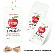 50pcs Teacher's Day Thank You Tags With Jute Rope, Appreciation Gift Tags, Back To School, Teacher's Day, Graduation Season - A - View 1