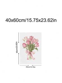1pc Tulip Floral Poster, Tulip Art Striped Print Bouquet Print, Tulip Gift For Floral Enthusiasts, Pink Tulip Wall Art, Soft Pink Bouquet, Ideal Gift For Friends, Bedroom Art Print, Living Room Decor, Office Decor, Kitchen Decor, Bathroom Decor, Wall Art, Framed Canvas Wall Art Poster - 1PCS - View 13