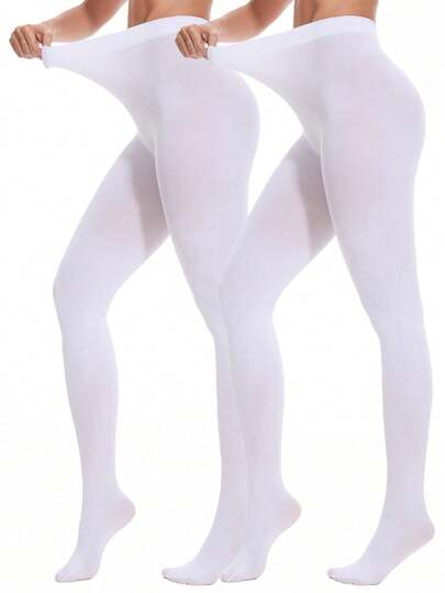 1/2 Pair Women 80D Solid White Comfortable Pantyhose