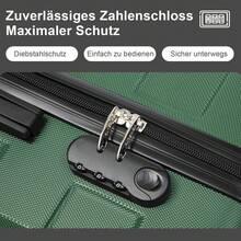 YONSLY Suitcase 16/20/24/28 Inches With 4 Wheels 360° Combination Lock Double Maintenance Zipper Mesh Pocket Soft Rubber Handle Trolley Suitcase - 深綠 - 查看 3