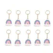 Cute Candy-Colored Handmade Crochet Tassel Rainbow Keychain, Multifunctional Bag Charm Keyring Accessory - Color Mixing - View 9