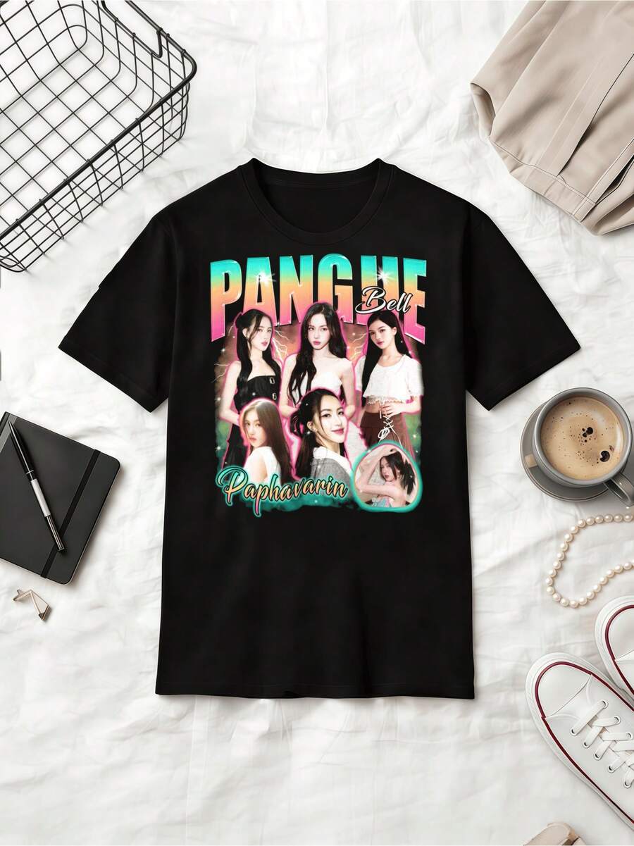 Clairebell GL Series T-Shirt Pangjie Paphavarin Bell Fan Art Tee Cute Creative Design For Series Lovers - Black - View 1
