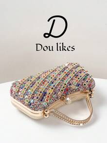 Women's Handbag With Sparkling Crystal Embellishments And Gemstone Hardware, Suitable For Weddings, Parties, Galas, Valentine's Day Gifts, And Birthday Presents. - 彩色 - 查看 5