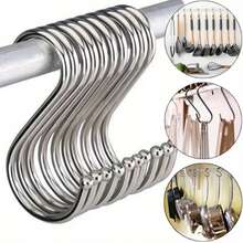 10/5pcs S-Shaped Hooks, Stainless Steel Metal Hangers, Suitable For Kitchen, Workshop, Bathroom, Garden, Household Essential - A - View 1