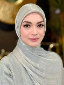 1pc Women's Basic Solid Color Island Silk Elegant & Soft Headscarf, Suitable Daily Wear Headband Soft Hijab Abaya Valentine's Day Veiled Clothes - trắng - Xem 4
