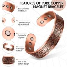 Men's Pure Copper Magnetic Tree Of Life Solid Copper Bangle - Orange - View 9