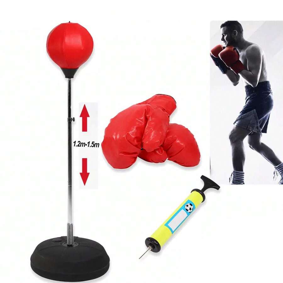 Adult Punch Ball Set Free Standing Adjustable 120-150CM With Boxing Bag Gloves - Red - View 1