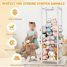 Stuffed Animal Storage Organizer, Wooden Cute Zoo Toy Holder Toddler Rooms, Playrooms BedroomsWhite - 白色的 - 查看 1