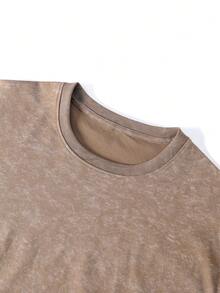 Camiseta de manga corta suelta y lavada para mujer | Diseño exquisito | Esencial de verano | Fácil de combinar | Muestra tu estilo - Marrón - Ver 6