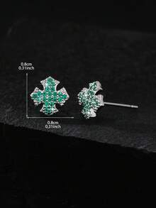 1 Đôi Khuyên Tai Hình Khiên 2 Mảnh Dành Cho Nam & Nữ, Khuyên Tai Hình Chữ Thập Đen/Xanh Lá Khảm Đá Zirconia Đồng, Khuyên Tai Hình Học Tinh Tế, Lấp Lánh Kim Cương, Thích Hợp Cho Kỳ Nghỉ, Tiệc Tùng, Du Lịch và Trang Sức Thời Trang - Nhiều màu - Xem 21