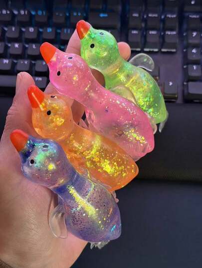 1pc Glitter Crystal Goose/Duck/Penguin/Animal Shaped Soft Slow Rebound Toy Duck, Cute Suitable For All Ages, Ideal For Holidays, Birthday, Easter, Halloween, Christmas Gifts