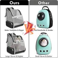 Breathable Anti-Escape Pet Backpack, Large Portable Cat Carrier With Roller Shutter & Visible Window, Spacious Stylish Travel Pet Bag - Light Grey - View 10