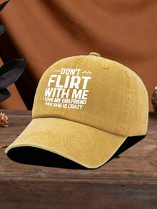 1顶男女通用户外休闲时尚可调节“Flirt With Me”字母印花棒球帽，百搭复古街头风防晒帽，适合春季、夏季及所有季节 - 水洗棒球 - 查看 7
