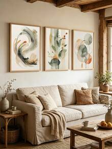 3 Tranh Canvas Trừu Tượng, Tranh In Nghệ Thuật Màu Xanh Lá Cây, Tranh Treo Tường Hình Học, Tranh Tường Tối Giản, Tranh Trang Trí Nhà Hiện Đại, Trang Trí Phòng Khách, Quà Tặng Ngày của Mẹ (Không Khung) - màu xanh lá - Xem 3